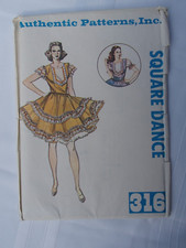 Square Dance Dress Ruffle Authentic Patterns 316 Sizes 5 7 9 Sewing Pattern