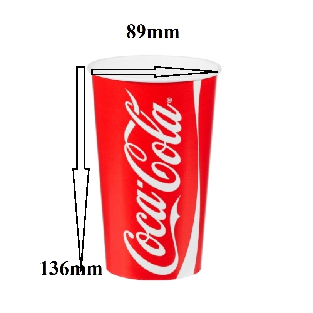 TAZA DE PAPEL BEBIDA FRÍA COCA-COLA 16 OZx1000, SIN TAPA