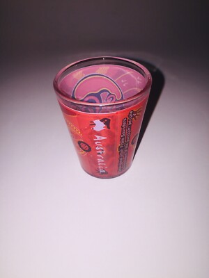 AUSTRALIA ~ Aboriginal Artist Frank Saunders SHOT GLASS Souvenir Barware