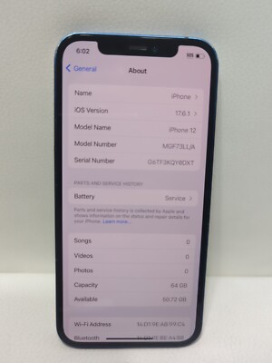 Apple iPhone 12 - 64GB (Unlocked) DEGRADED BATTERY 78% 25577 SL | eBay