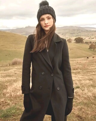 Ever New Jane Felled Coat in Black Size 6P New With Tags
