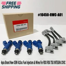 Brand New 4pcs OEM 410cc Fuel injectors & Wires For RDX RSX TSX INTEGRA CIVIC