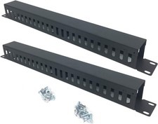 2 Pack 1u 19 Inch Cable Manager Horizontal Rack Mount 24 Slot Metal Finger Duct