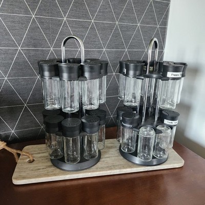 Olde Thompson Black Chrome Glass Spice Rack Set 