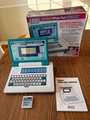 Vtech Talking Whiz Kid Notebook Educational Laptop Vintage 90s WORKS! With box