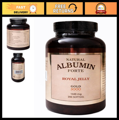 Natural Albumin Forte Royal Jelly 1500mg - 200 Softgels, Immune Support & Energy