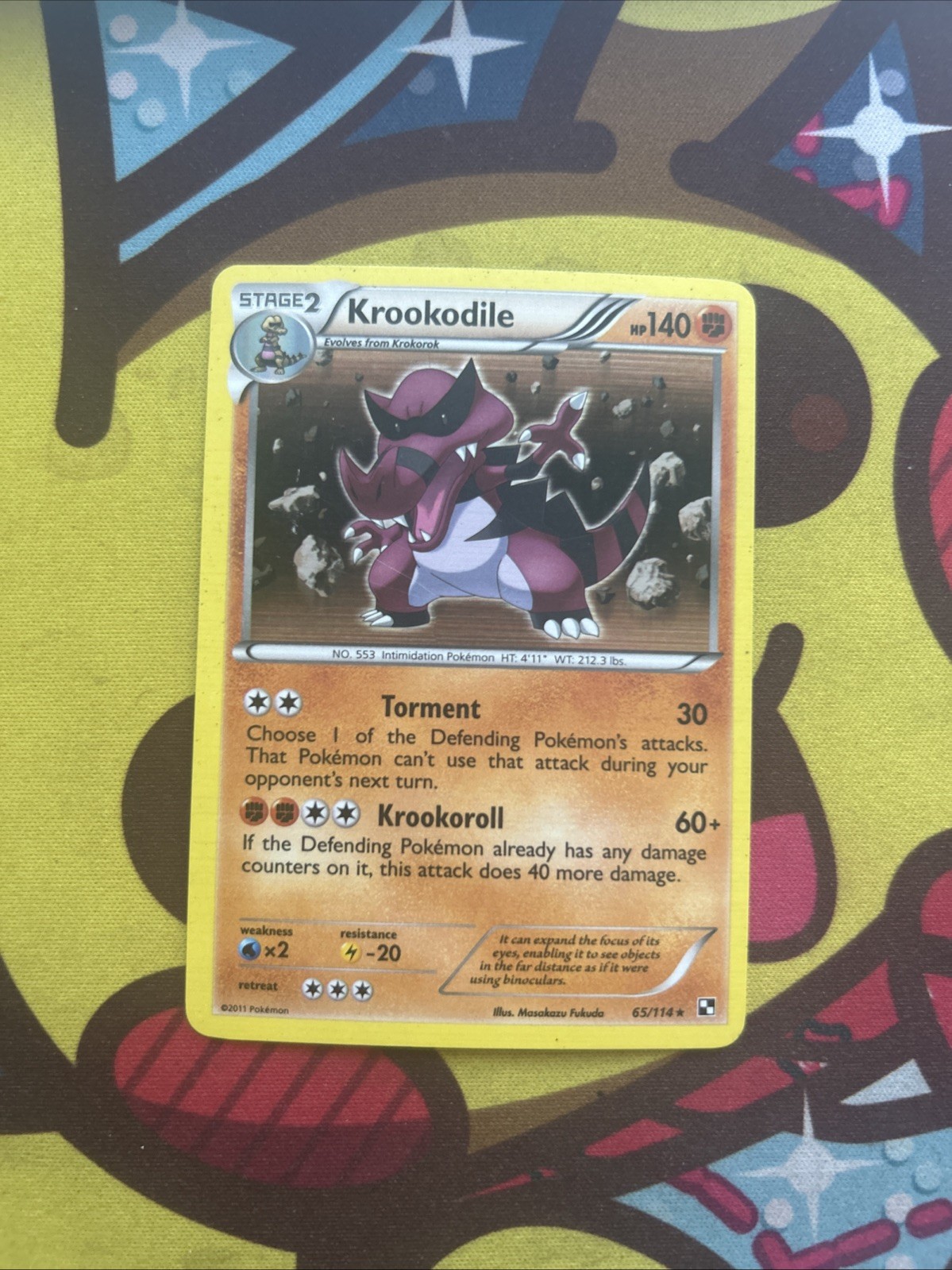 Pokemon Krookodile 65/114 - BW Black White Base - Holo Rare - Excellent