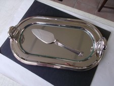 Plat de présentation, plateau à foie gras, métal inox, prise tête de canard.