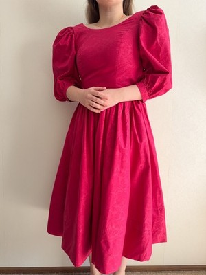 laura ashley cocktail dresses Vintage 80s Laura Ashley Evening Dress Floral Midi Puff Sleeve Pink V-Back  Tea