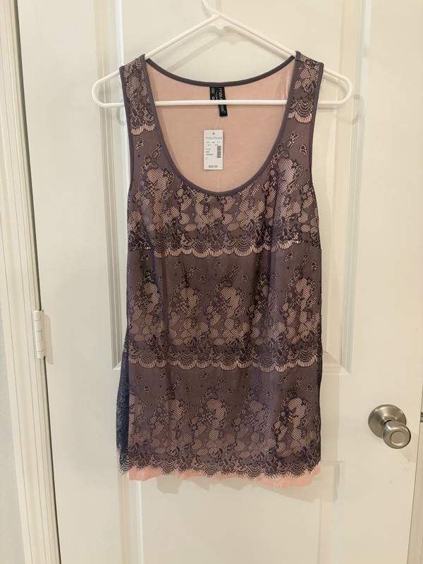 Maurice’s Purple Pink Floral Lace Sheer Scoop Neck Sleeveless Tank Top 0x