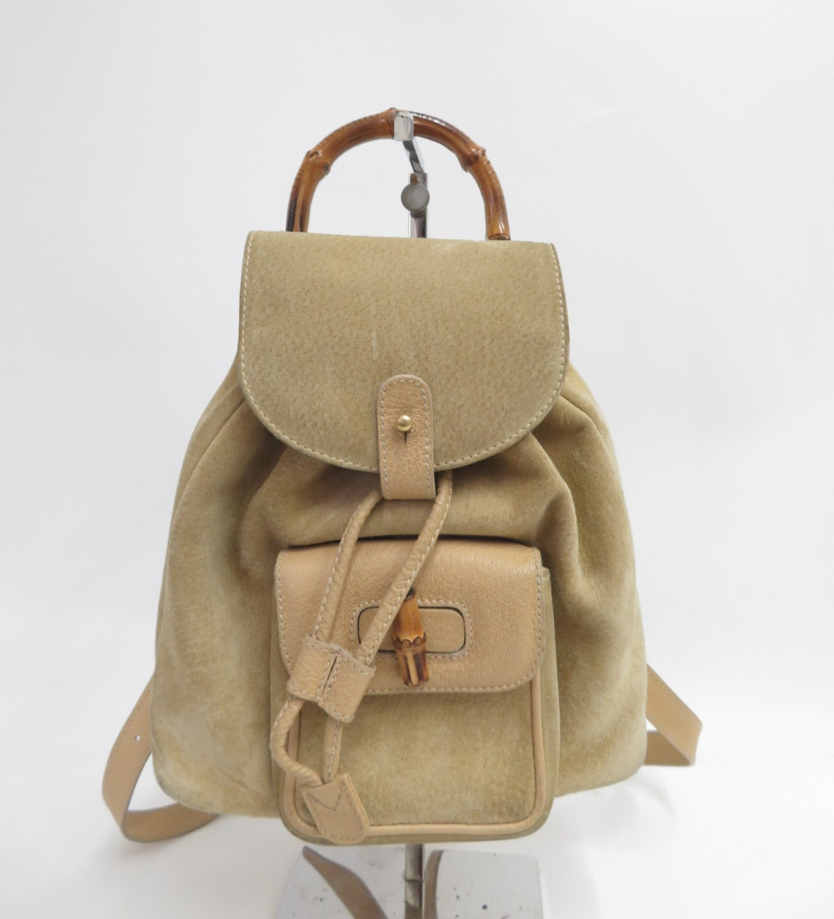 Autentica borsa zaino Gucci in pelle scamosciata di bambù #43608