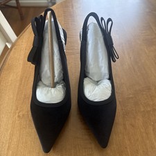 COSY ISLAND EverLush Bowknot Pointed Toe HeelSlingback Size 6.5 Black Brand New