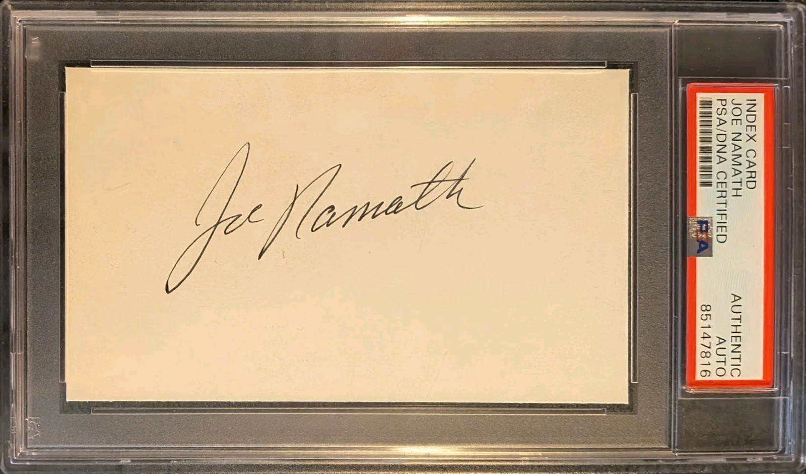 Joe Namath Signed 3x5 Index Card Cut Autographed PSA/DNA NY Jets NFL Legend