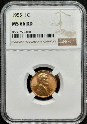 1955 Lincoln Head Wheat Cent NGC MS 66 RD Red Philadelphia Mint GEM BU Nice!