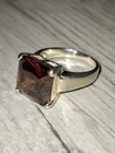 Vintage Sterling Silver Garnet Ring Size M