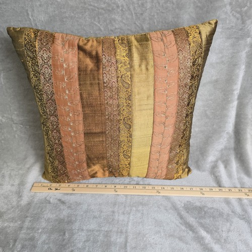 Crate & Barrel Seide Arabesque Dekokissen Bernstein 18" x 18" Reißverschluss Hülle mit Kissen - Bild 8 von 8