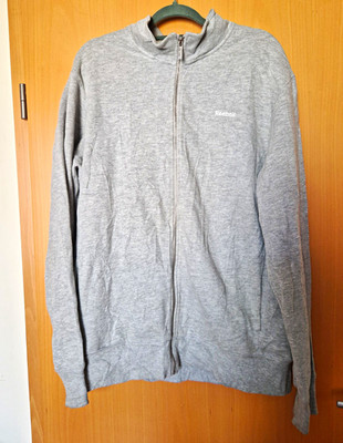 Reebok Herren Sweatshirt grau XL Fleece durchgehender Reißverschluss Stehkragen