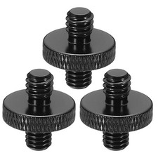 Tripod Screw Adapter Camera Screw Mount 1/4" Male to M6 Male Black 3Pcs