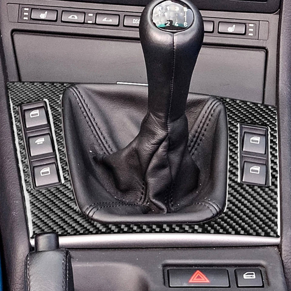 Cubierta del panel de cambio de marchas de consola de fibra de carbono real para BMW Serie 3 M3 E46 1998-05 Foto 3 de 4