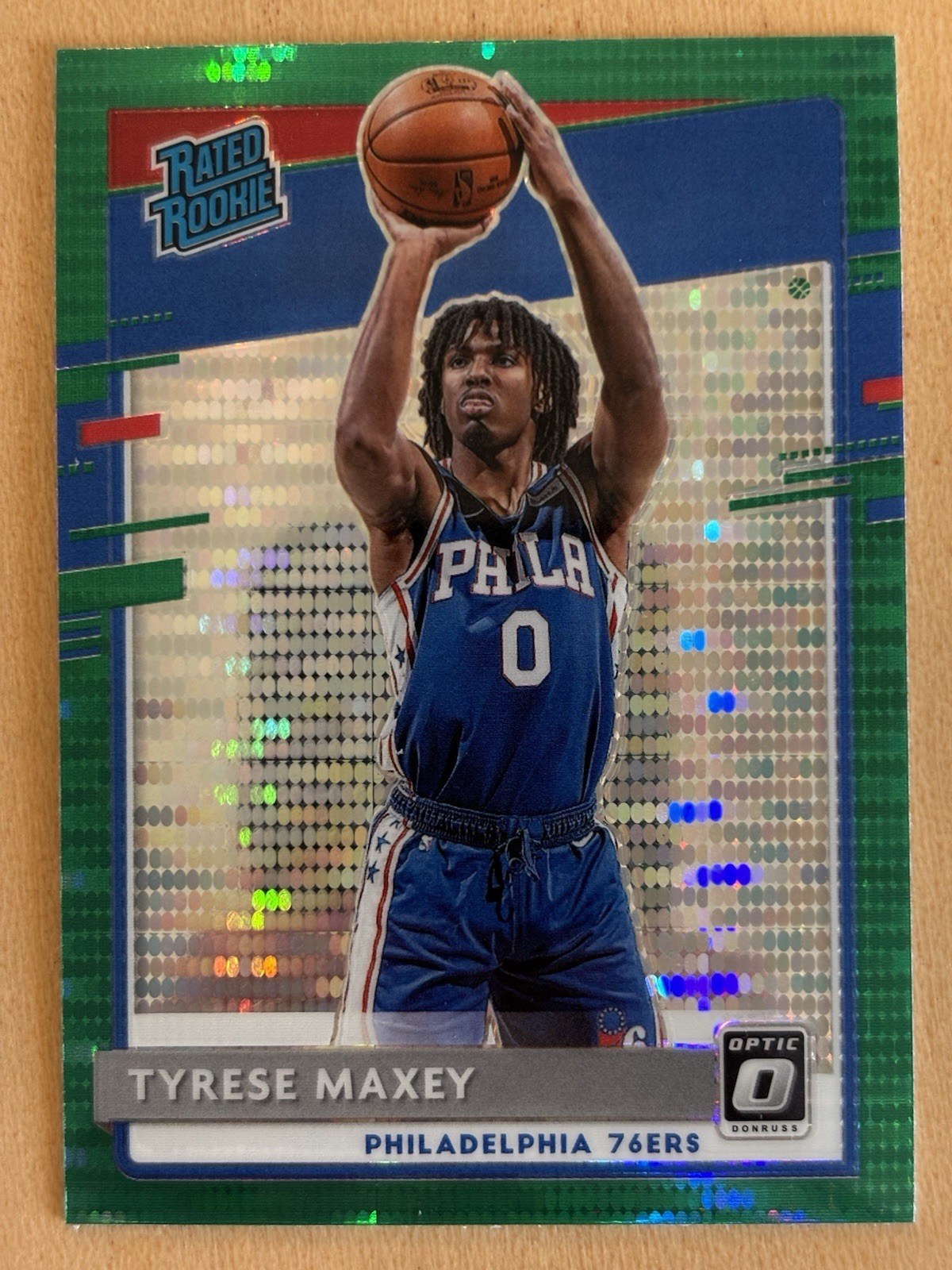 2020 Optic #171 Tyrese Maxey Green Pulsar Rated Rookie RC Card No. 171 76ers