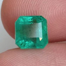 Natural Zambian Bluish Green Emerald 1.43 Crt 6.5 mm Asscher Cut Loose Gemstone