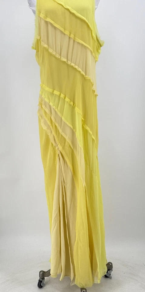 Arrange ASOS Yellow Asymmetric Ruffle Sleeveless Maxi Dress Sz 14 - Image 3 of 4