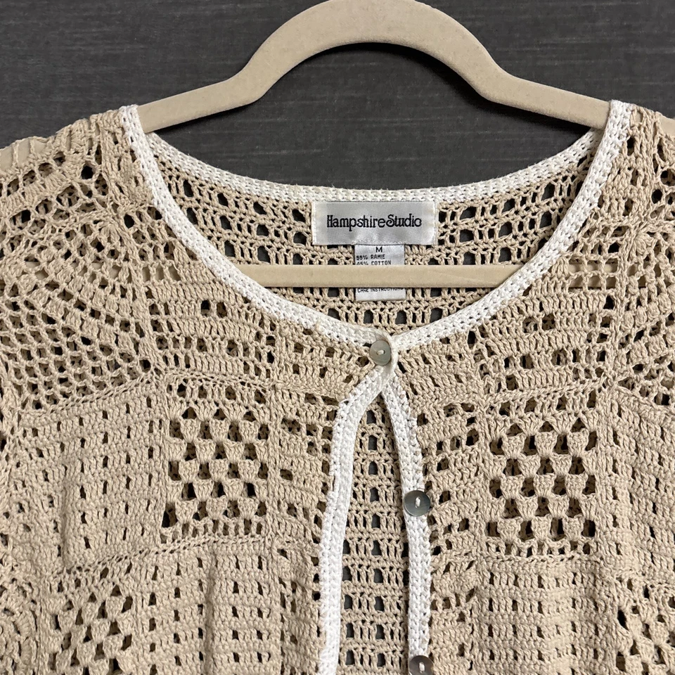 Cárdigan de Colección Hampshire Studio M Beige Crochet Tejido Boho Informal Casa de Campo Años 90 Foto 4 de 4