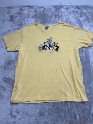Vintage Warner Bros Looney Tunes T-Shirt Men's XL Yellow Embroidered Rare EUC