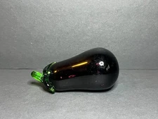 VTG Murano Style Hand Blown Art Glass Decorative Purple Vegetable Eggplant 4"