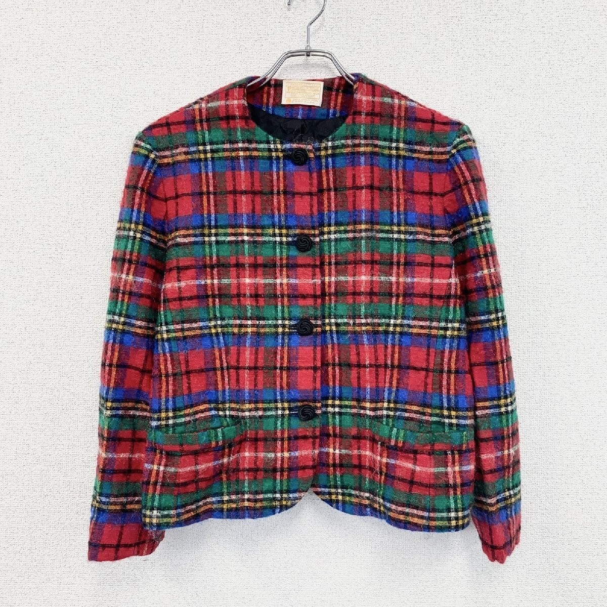 Pendleton Wool Collarless Jacket Unisex Tartan Ch… - image 1