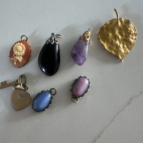 Vintage Costume Jewelry Pendants Stones (Lot Of 7)