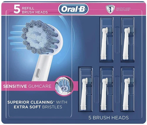 Oral-B Sensitive Gum Care Replacement Brush Heads, Bacterial Protection, 5-count