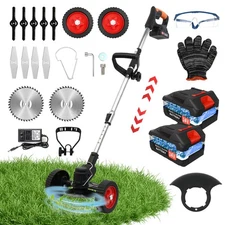 2Battery Electric Cordless Grass String Trimmer Lawn Edger Weed Wacker Cutter US