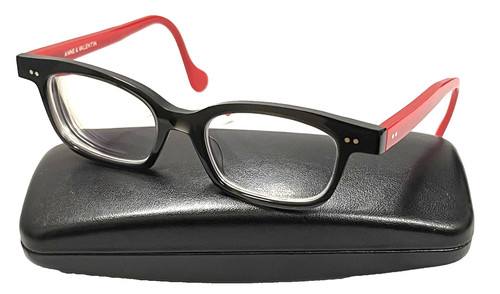 ANNE ET VALENTIN 1550 Cherry Red Black Plastic Cat Eye Women's Eyeglasses FRANCE