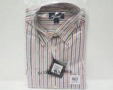 Scott Barber Men's Poplin Multi-Color Stripe Shirt Size Medium 38040