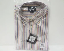 Scott Barber Men's Poplin Multi-Color Stripe Shirt Size Medium 38040