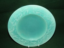 VINTAGE ASHTEAD POTTERS POTTERY GAZELLE PLATE JADE GREEN ART DECO FULLY MARKED