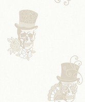 Rasch Tapete Mexican Sugar Skulls Tiles & More 308907 Beige Weiß Stylisch
