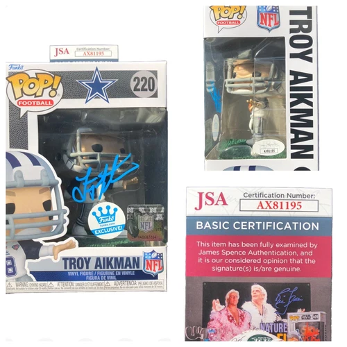 Troy Aikman Signed Autographed Dallas Cowboys NFL Funko Pop #220 JSA COA