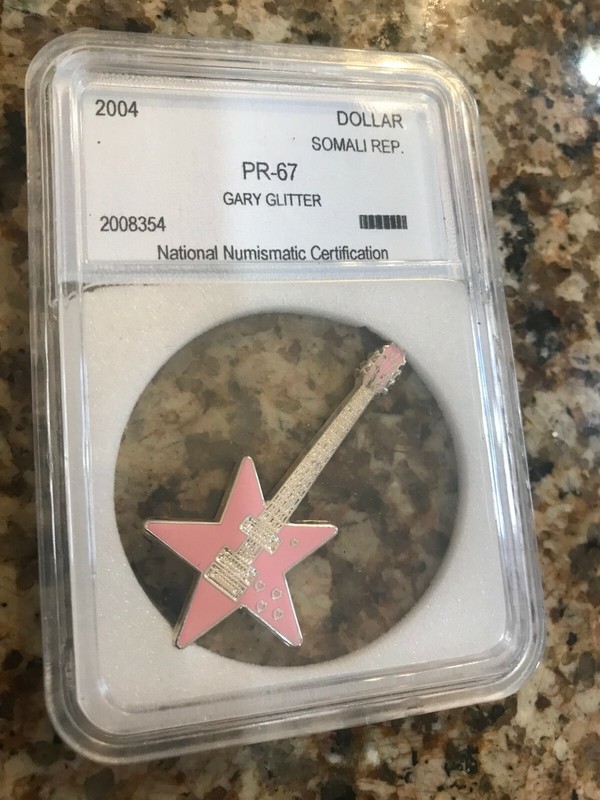 2004 Somalia color $1 Guitar-Gary Glitter-slabbed