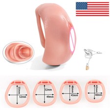 New Male Chastity Cage Device Realistic Sissy Men Lock Clitty Sissy with 4 Rings