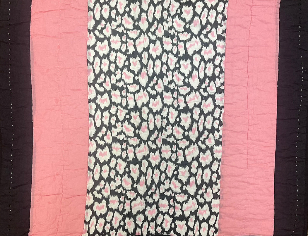 NEW VHC Stella Queen 3 Pc Quilt Set,Quilt+2 Shams,100% Cotton White/Black/Pink 