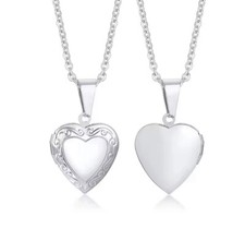 925 Silver  Heart  opening Locket Pendant  Necklace 20'' Chain