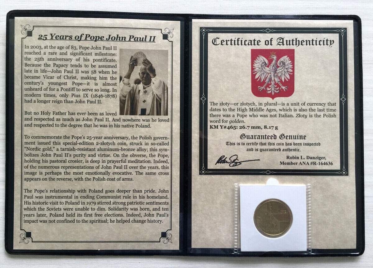 Pope John Paul II Commemorative Polish Coin 2003 Issued On 25th Anniversary  Albm | eBay