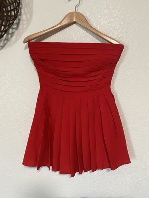 RACHEL ROY RED Strapless Pleated DRESS NWOT Cocktail Prom
