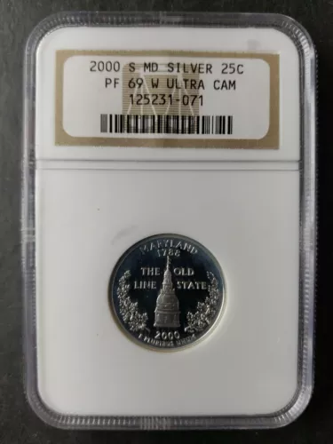 2000 S Proof 25c Maryland State Silver Quarter Dollar NGC PF69 W Ultra Cameo