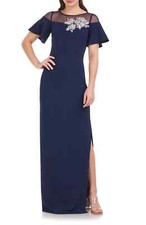 NEW JS COLLECTIONS Fleur Beaded Column GOWN DRESS SIZE 6 278 NAVY NORDSTROM