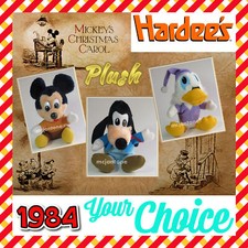 USED Hardees 1984 MICKEY'S CHRISTMAS CAROL Disney Mickey Mouse YOUR Plush CHOICE