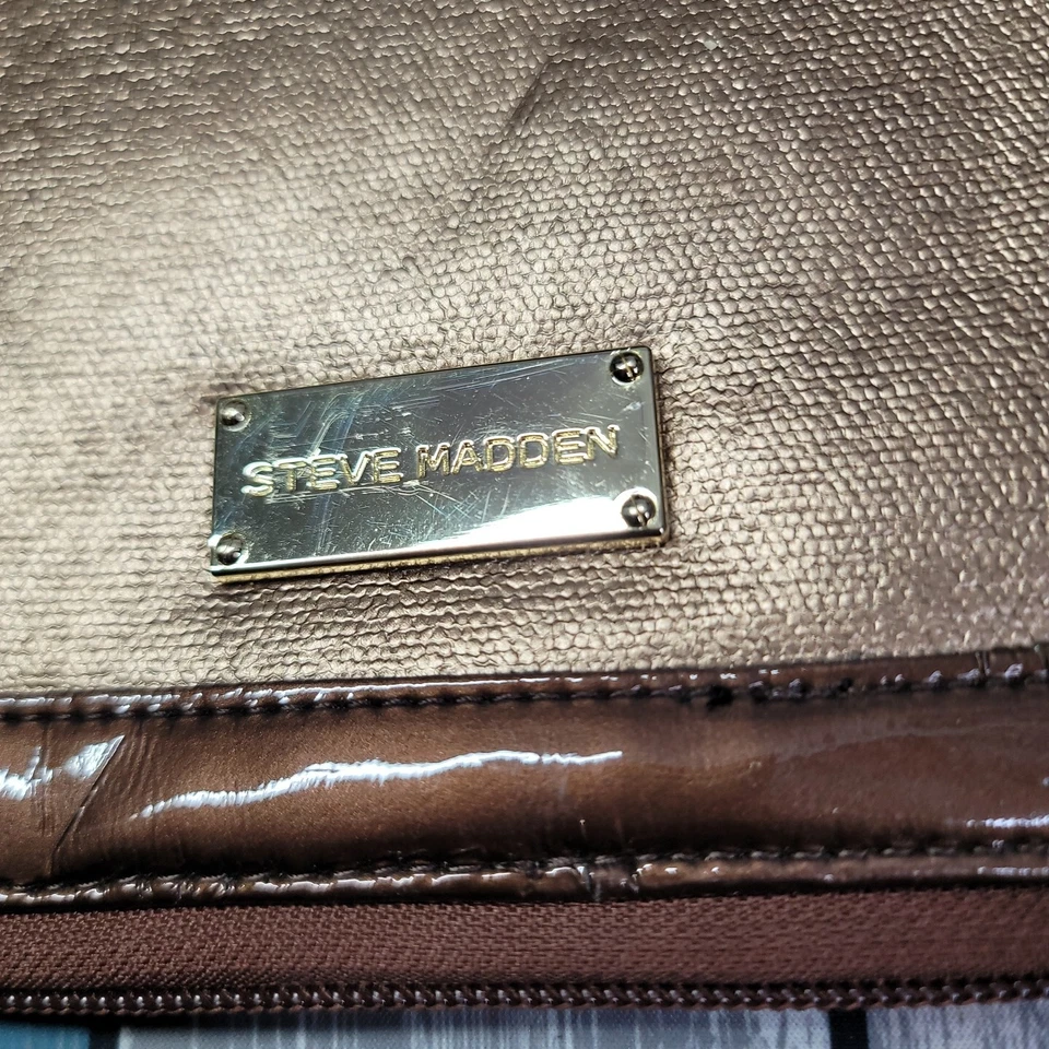 Steve Madden Tablet Ipad Estuche Cremallera Completa Viaje Escuela Trabajo Dorado/Tostado 10x8" Interior Foto 3 de 4