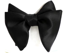 Camellucci Men's Self-tied Bow Tie Big Butterfly Black Charmeuse Silk S013